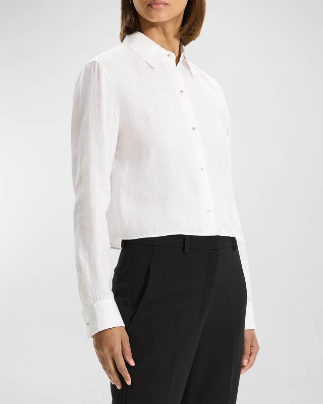 Relaxed Linen Crop Shirt