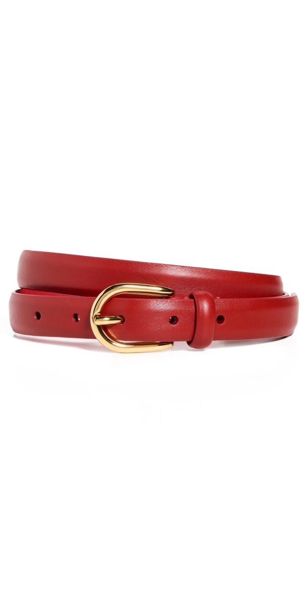 Anderson's Skinny Soft Grained Leather Belt Red