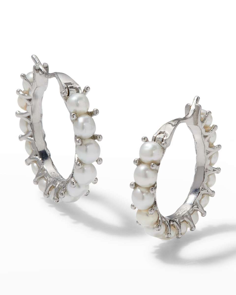 Freshwater Pearl Eternity Hoop Earrings