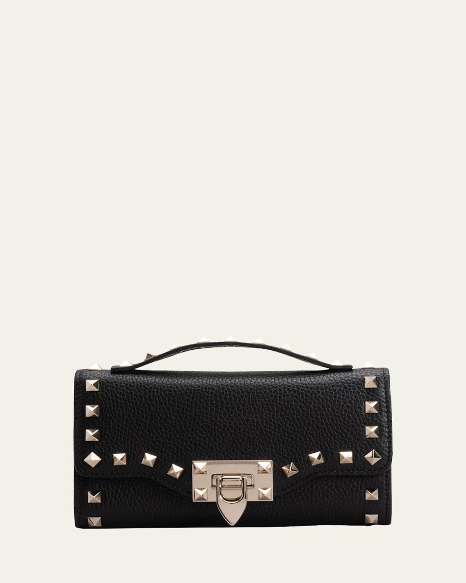 Rockstud Leather Wallet on Chain