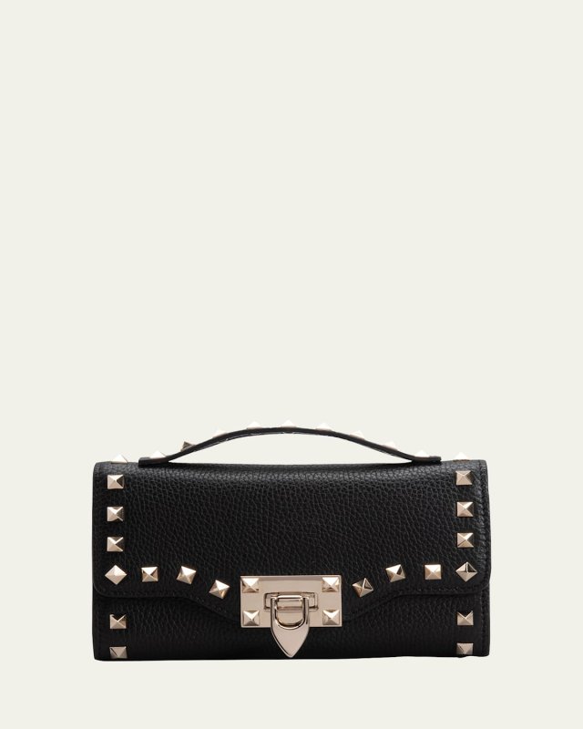 Rockstud Leather Wallet on Chain