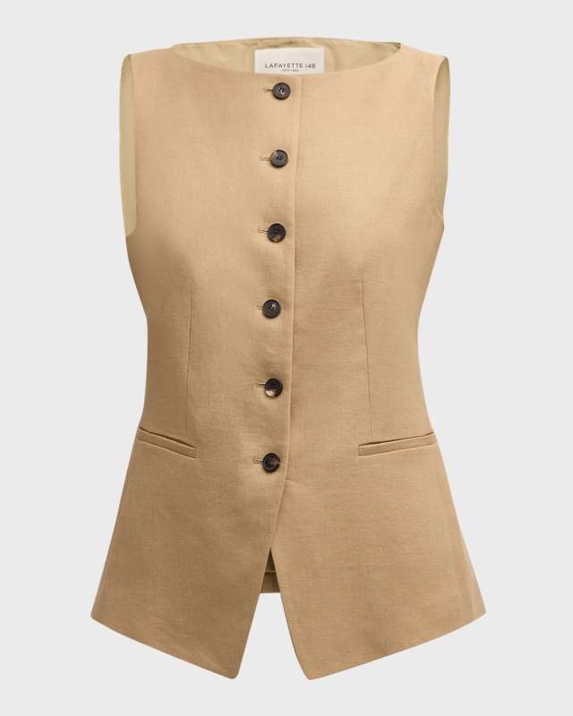 Bateau-Neck Linen Vest