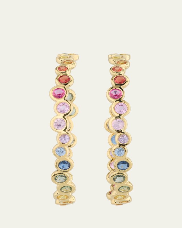 18K Starlet Hoop Earrings in Sapphire Rainbow