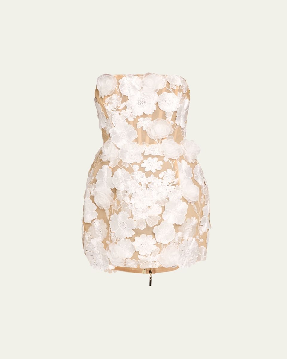 Jasmine Maraya Embroidered Strapless Mini Dress