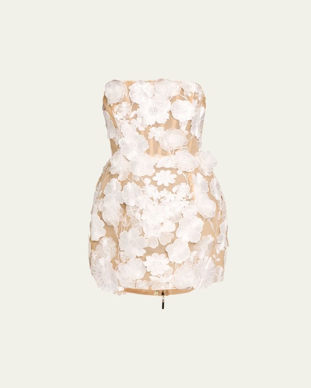 Jasmine Maraya Embroidered Strapless Mini Dress
