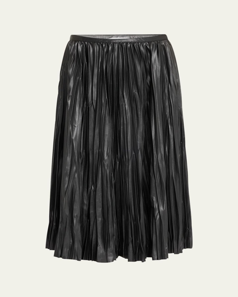 Rosalyn Pleated Faux-Leather Skirt