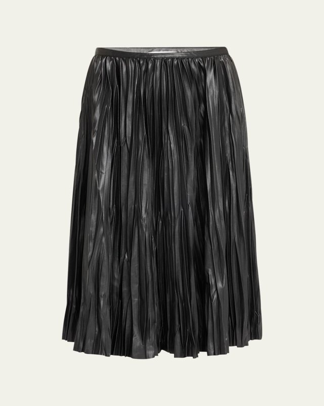 Rosalyn Pleated Faux-Leather Skirt