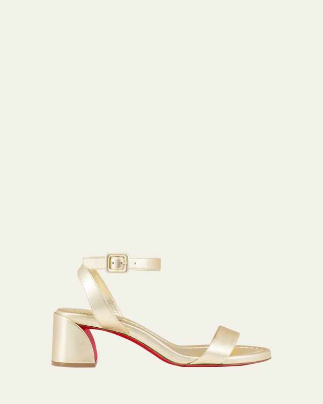 Miss Sabina Metallic Red Sole Ankle-Strap Sandals