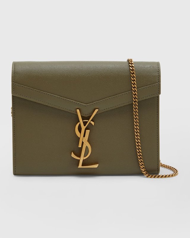 Cassandra Mini YSL Wallet on Chain in Grained Leather