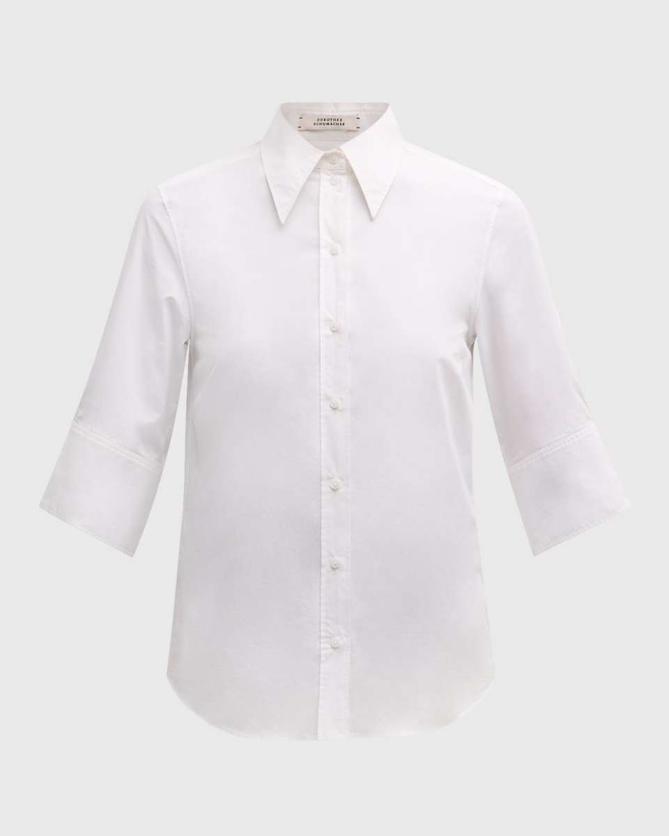 Poplin Power Elbow-Sleeve Blouse