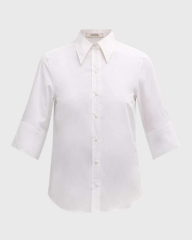 Poplin Power Elbow-Sleeve Blouse