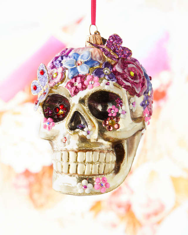 Floral Skull Christmas Ornament