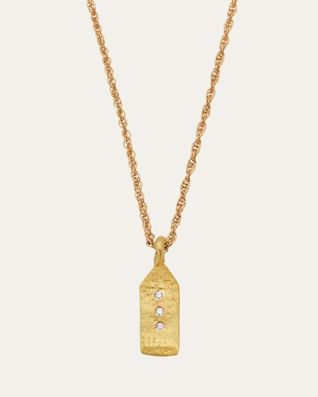 Paloma Maison Small Tag Necklace in 18K Solid Yellow Gold with Top Wesselton VVS Diamonds