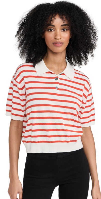DEMYLEE Jrue Stripe Top White/Red