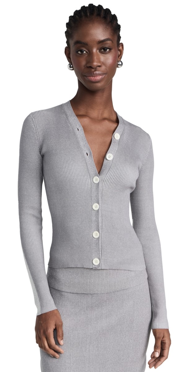 Proenza Schouler White Label Winnie Sweater In Plaited Rib Knits Fog/Off White