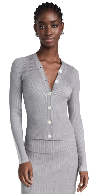 Proenza Schouler White Label Winnie Sweater In Plaited Rib Knits Fog/Off White