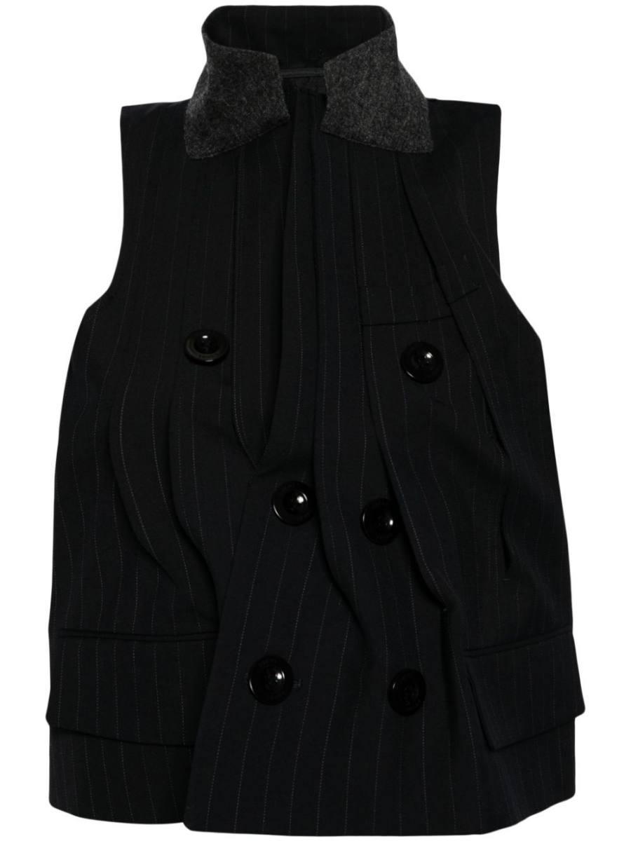 contrasting-collar pinstripe waistcoat