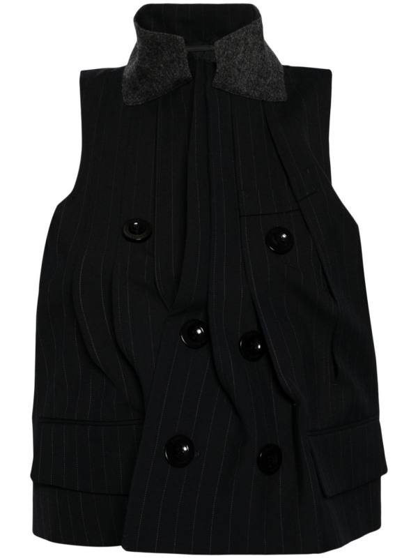 contrasting-collar pinstripe waistcoat