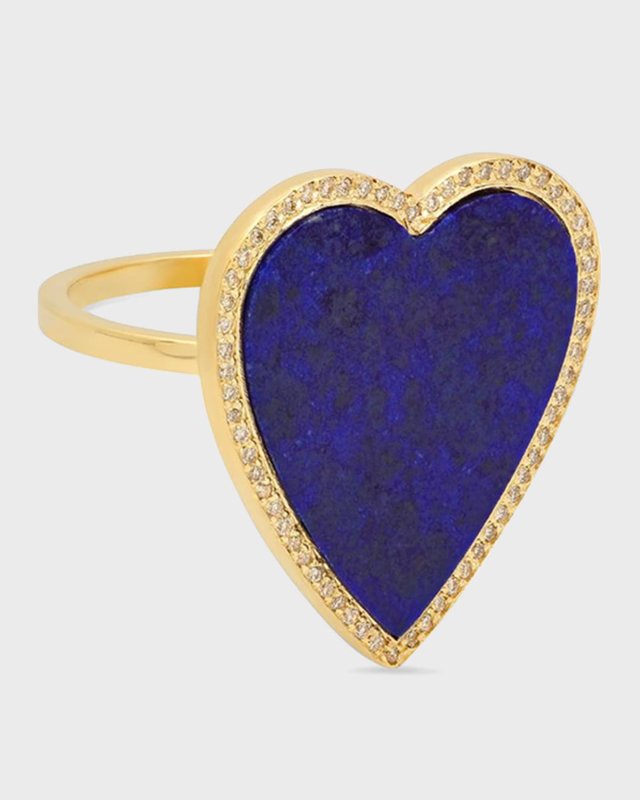 18k Heart Diamond-Trim Ring, Size