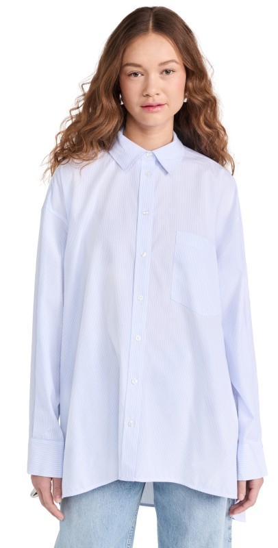 ANINE BING Chrissy Shirt Blue and White Stripe