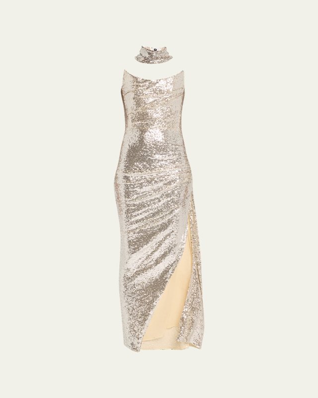 Exhilarate Sequined Mesh Gown
