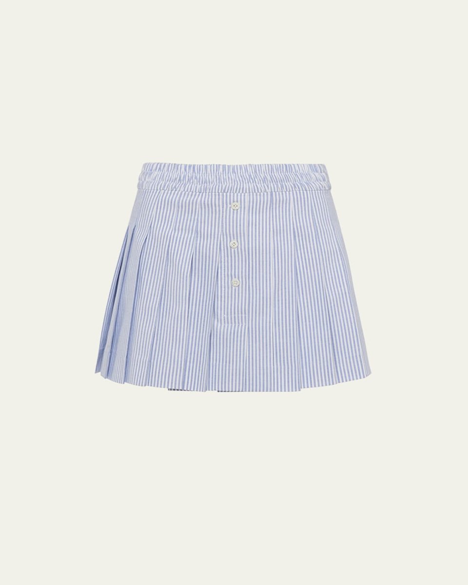 Stripe Oxford Pleated Mini Skirt