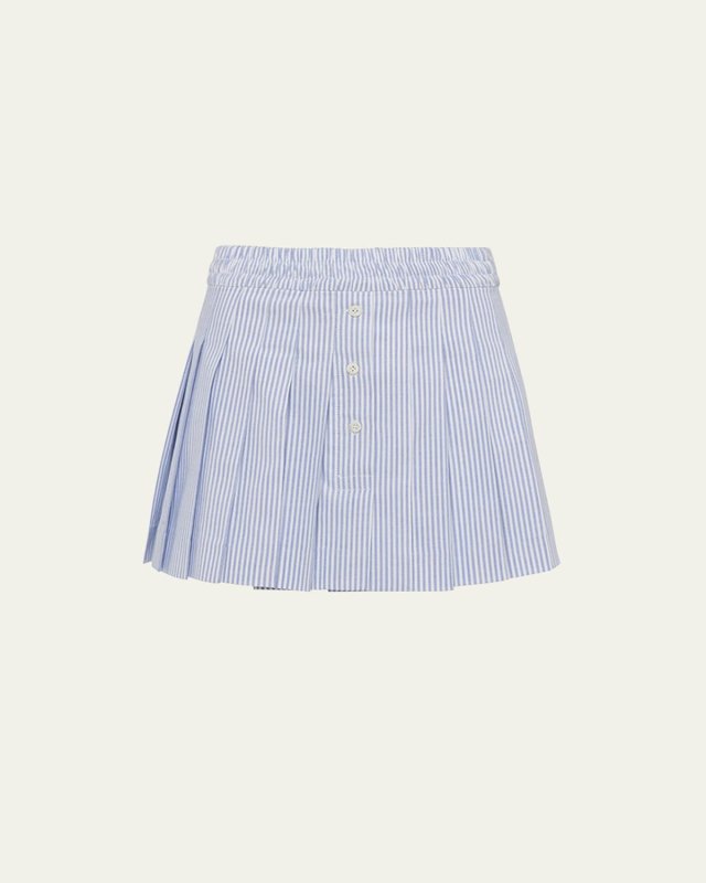Stripe Oxford Pleated Mini Skirt