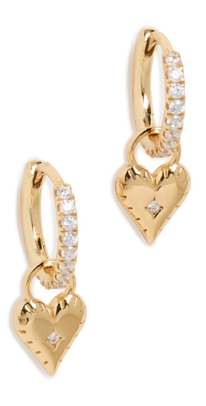 SHASHI 14k Heart Charm Huggies Gold