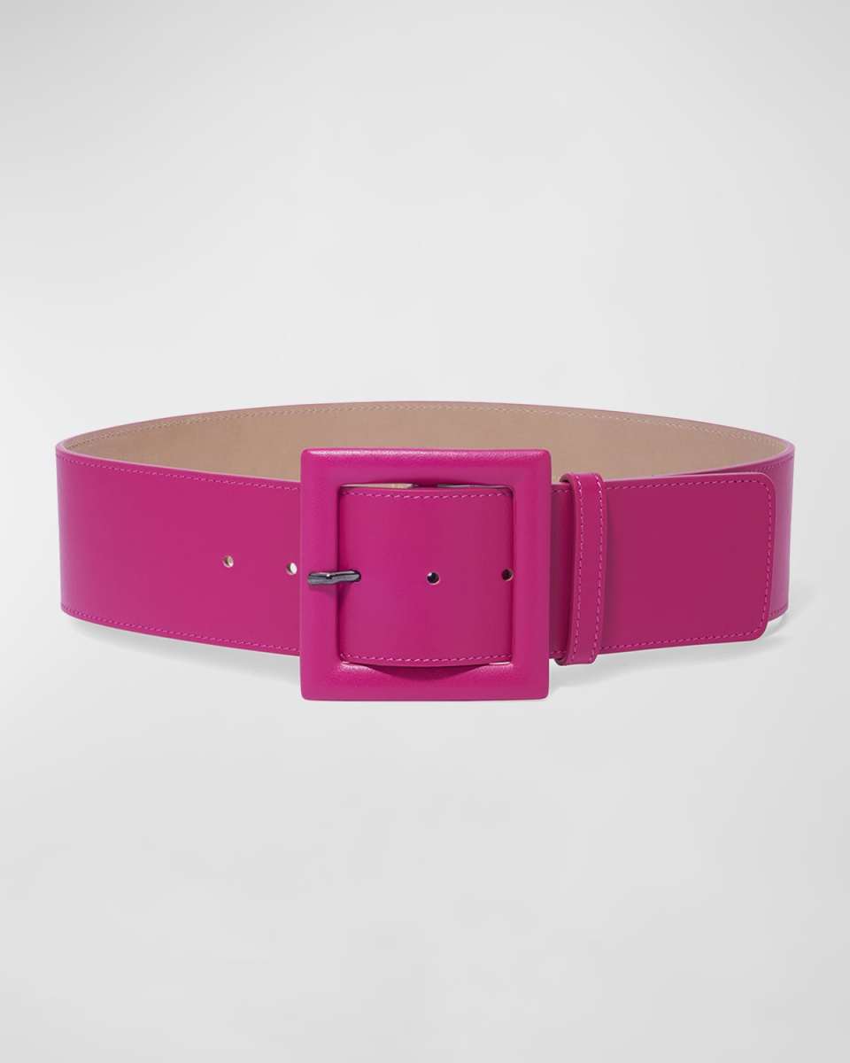 Square-Buckle Wide Leather Belt