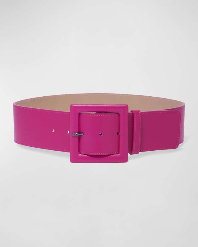 Square-Buckle Wide Leather Belt