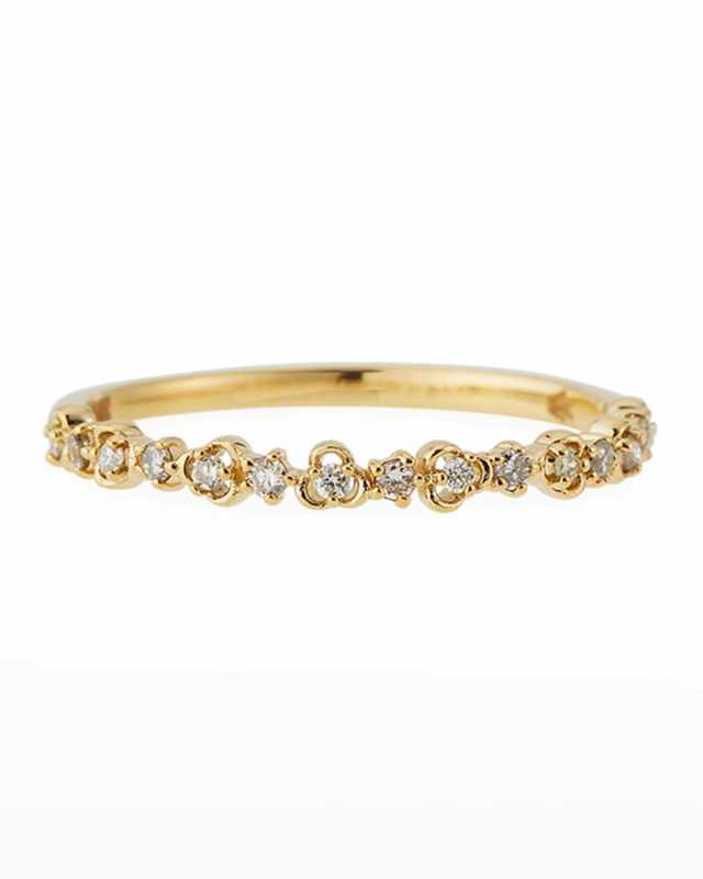 14k Yellow Gold White Diamond Vine Ring, Size