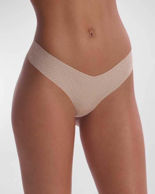 Low-Rise Rhinestone-Embellished Thong