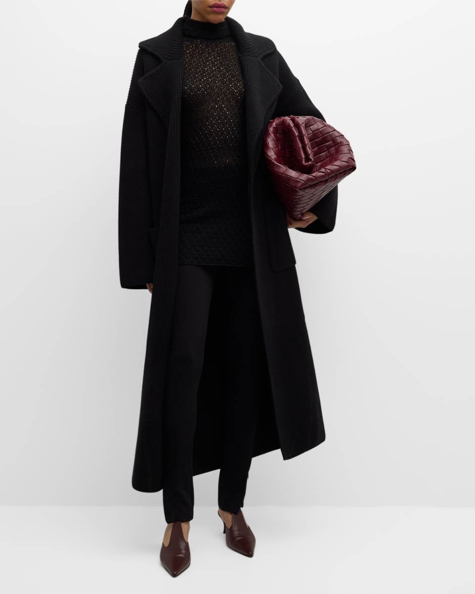 Wool Rib Knit Cardigan Coat