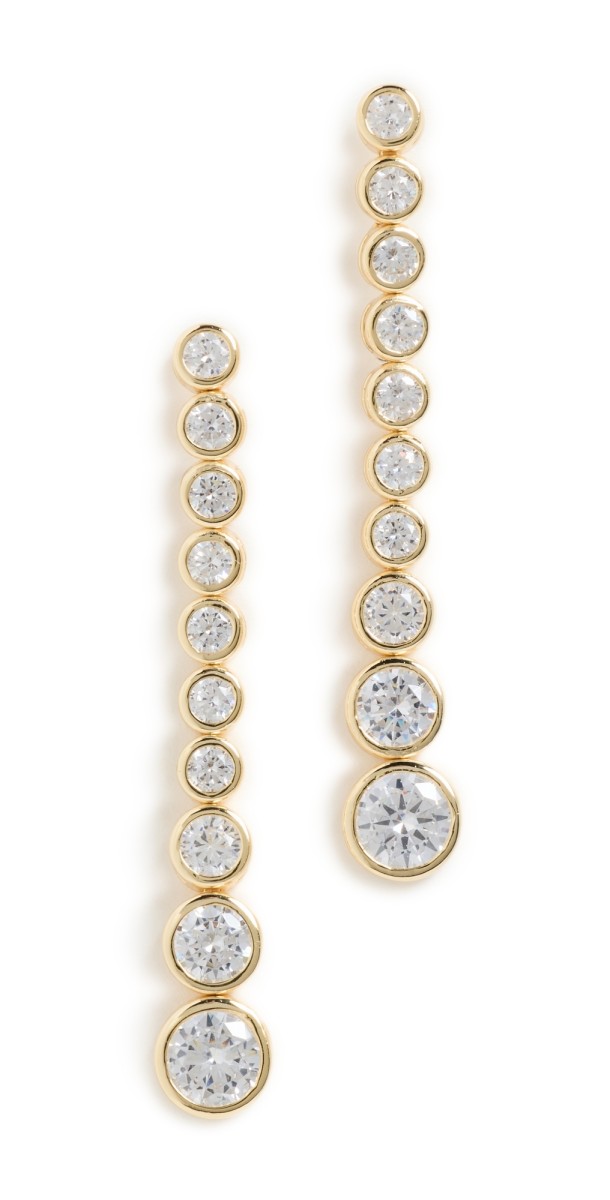 SHASHI Bezel Diamond Drop Earrings Gold