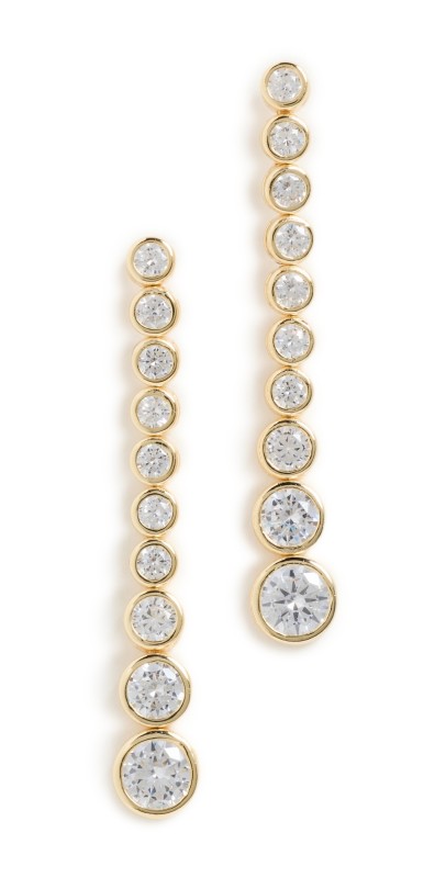 SHASHI Bezel Diamond Drop Earrings Gold