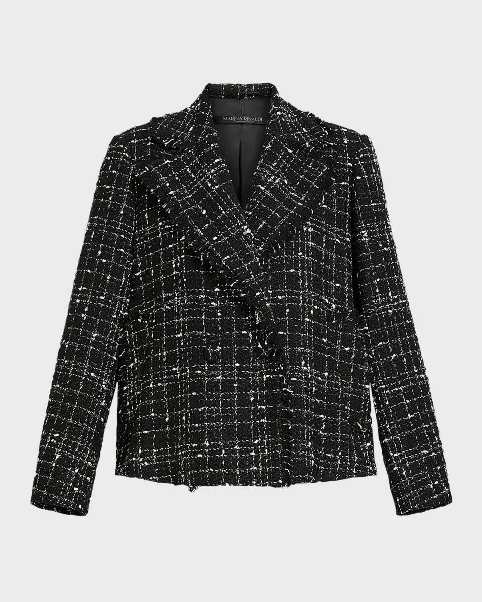 Plus Size Saggina Double-Breasted Tweed Jacket