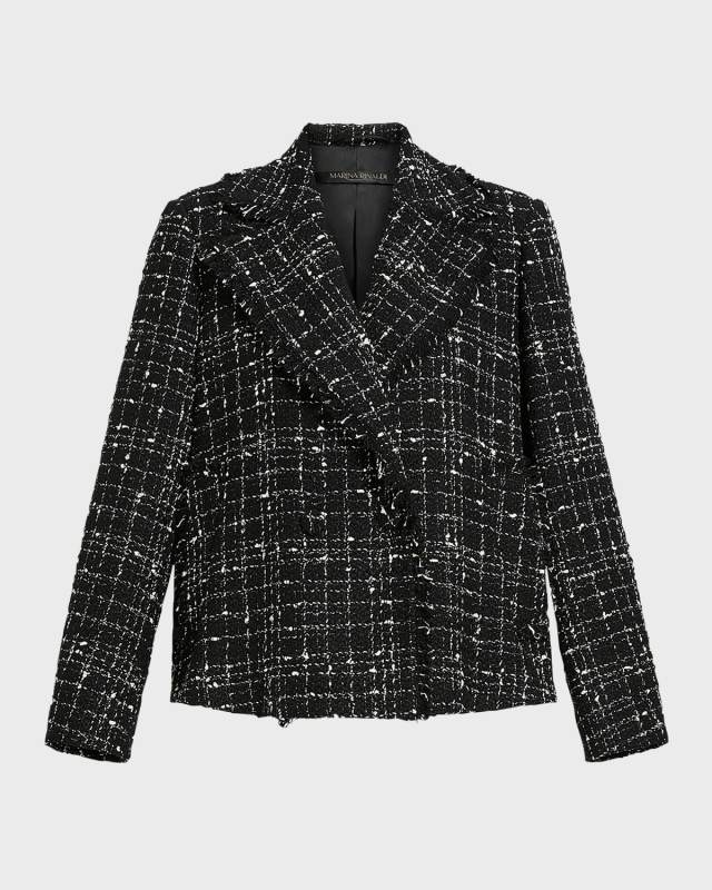Plus Size Saggina Double-Breasted Tweed Jacket