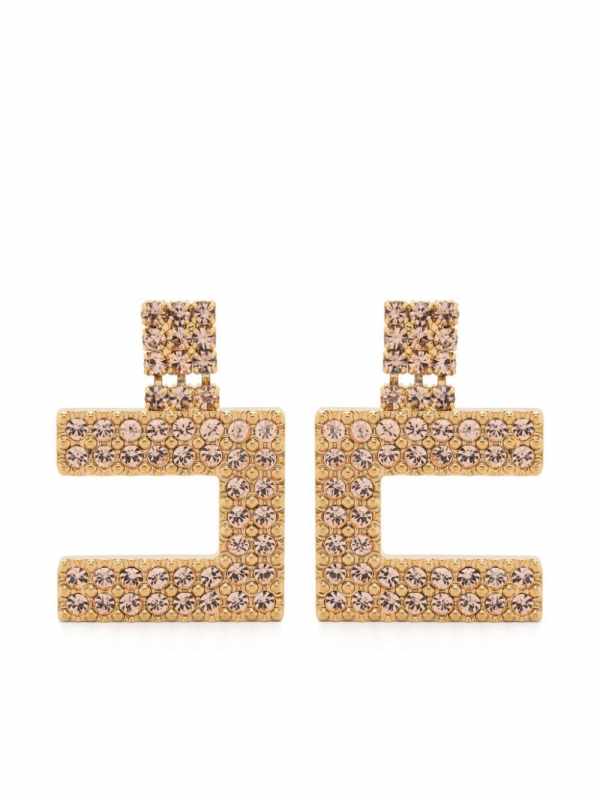 logo rhinestone earrings