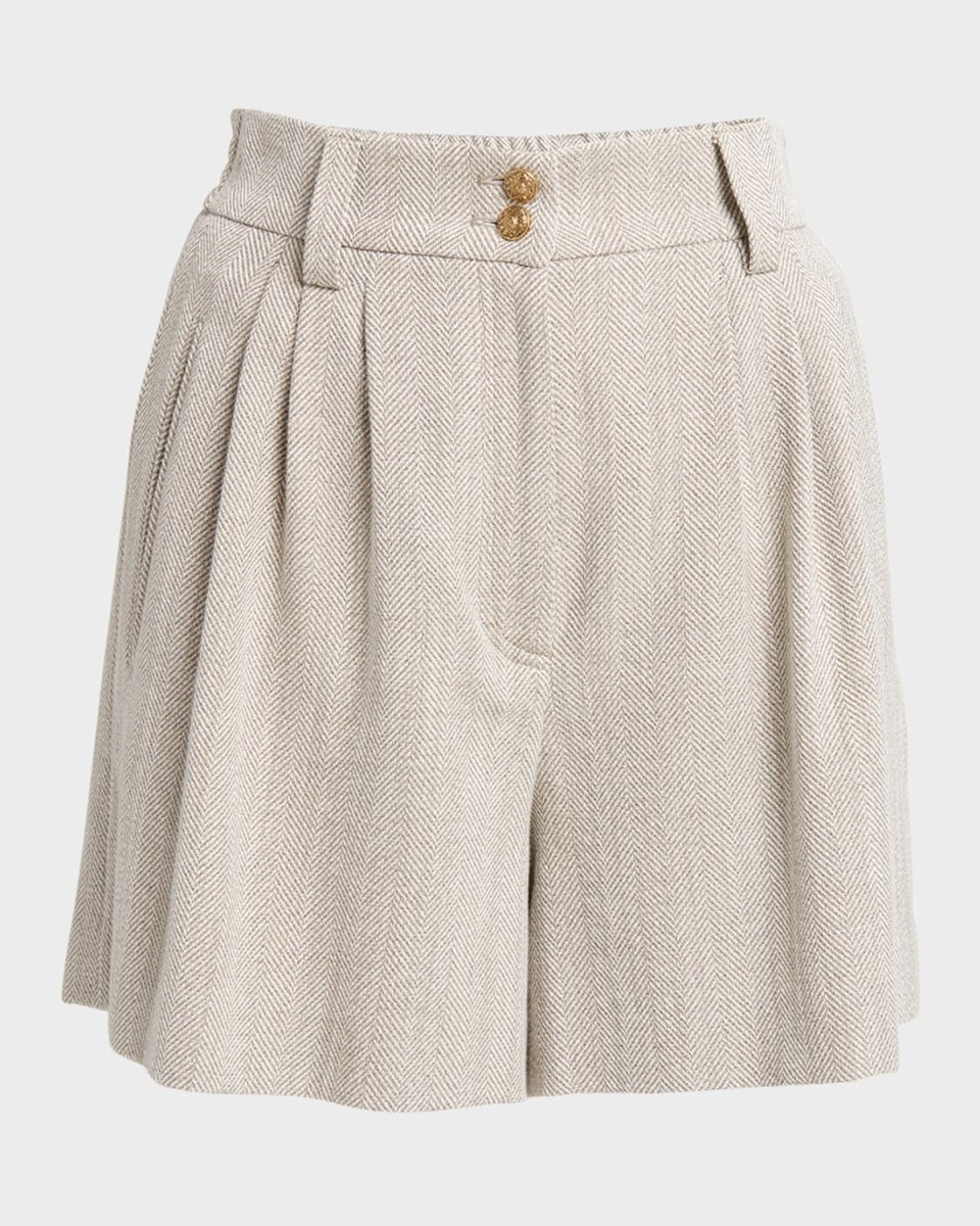 Journey Leilah Pleated Herringbone Shorts