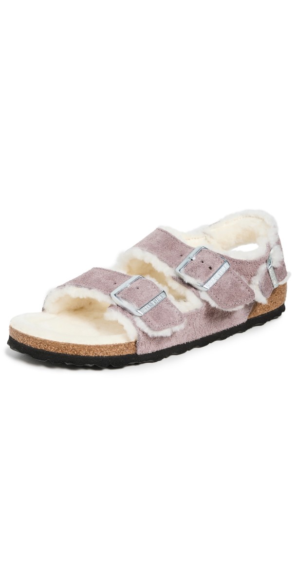 Birkenstock Milano Shearling Sandals Faded Purple