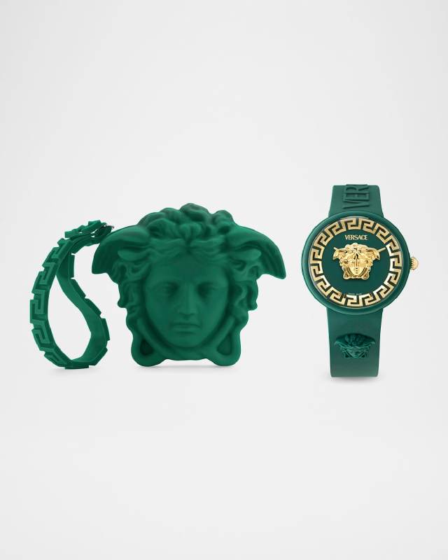 Medusa Pop Green Silicone Watch with Pouch, 39mm