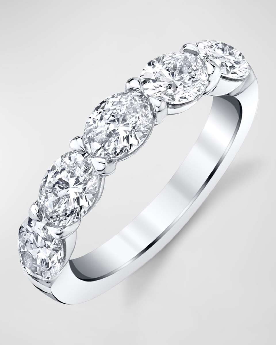 Large Platinum Halfway Band with Horizontal Set Oval Diamonds, 1.80ct