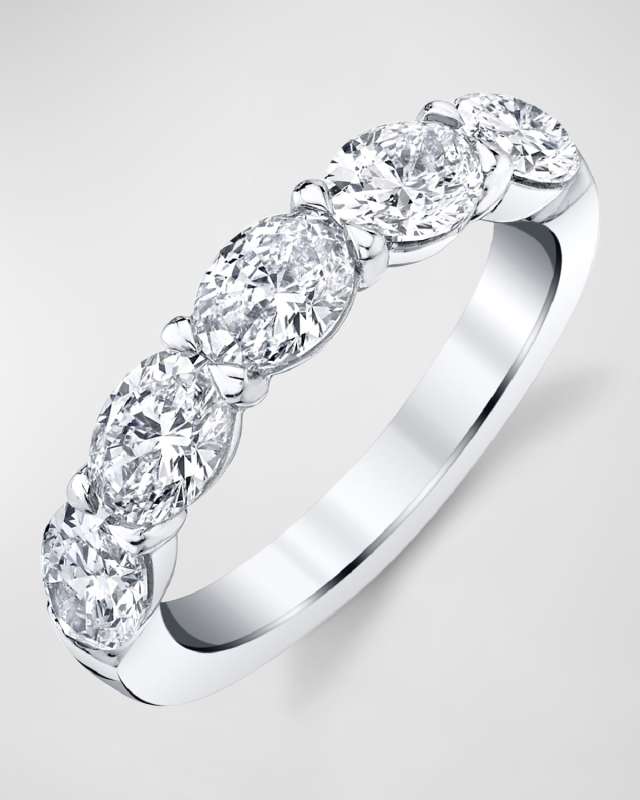 Large Platinum Halfway Band with Horizontal Set Oval Diamonds, 1.80ct