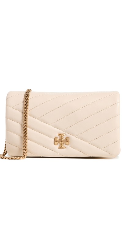 Tory Burch Kira Chevron Chain Wallet New Cream