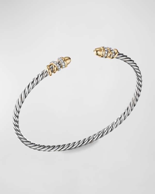 3mm Petite Helena Bracelet with Diamonds and 18K Gold in Silv