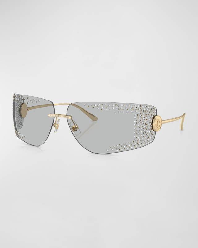 JC400B Rimless Crystal Metal Square Sunglasses