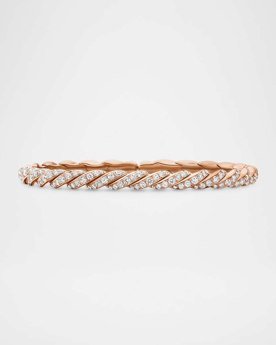 Sculpted Cable Flex Bracelet with Diamonds in 18K Rose Gold, 5mm