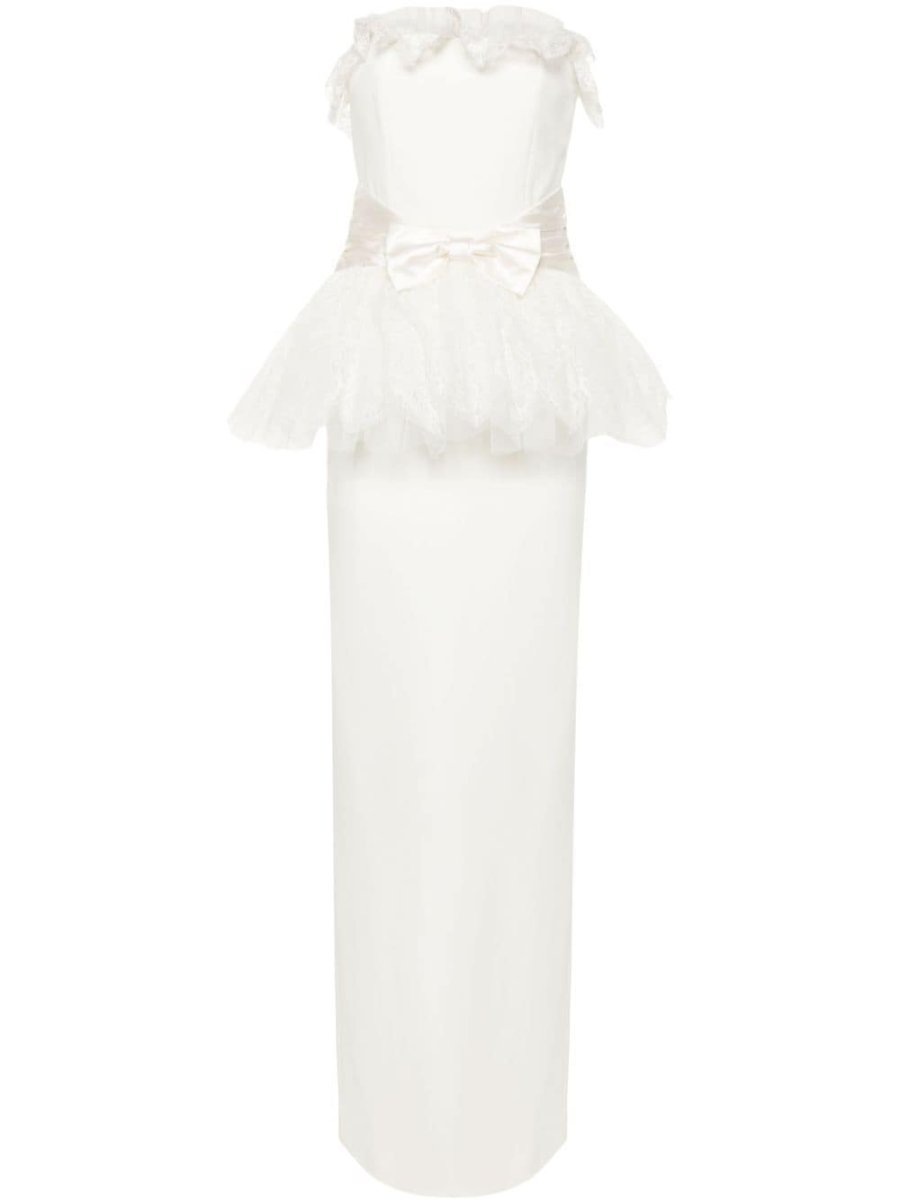 belted bustier maxi dress