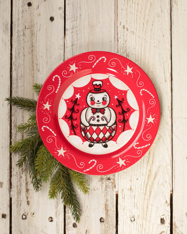 Holiday Double Cane Candice Plates, Set of 4
