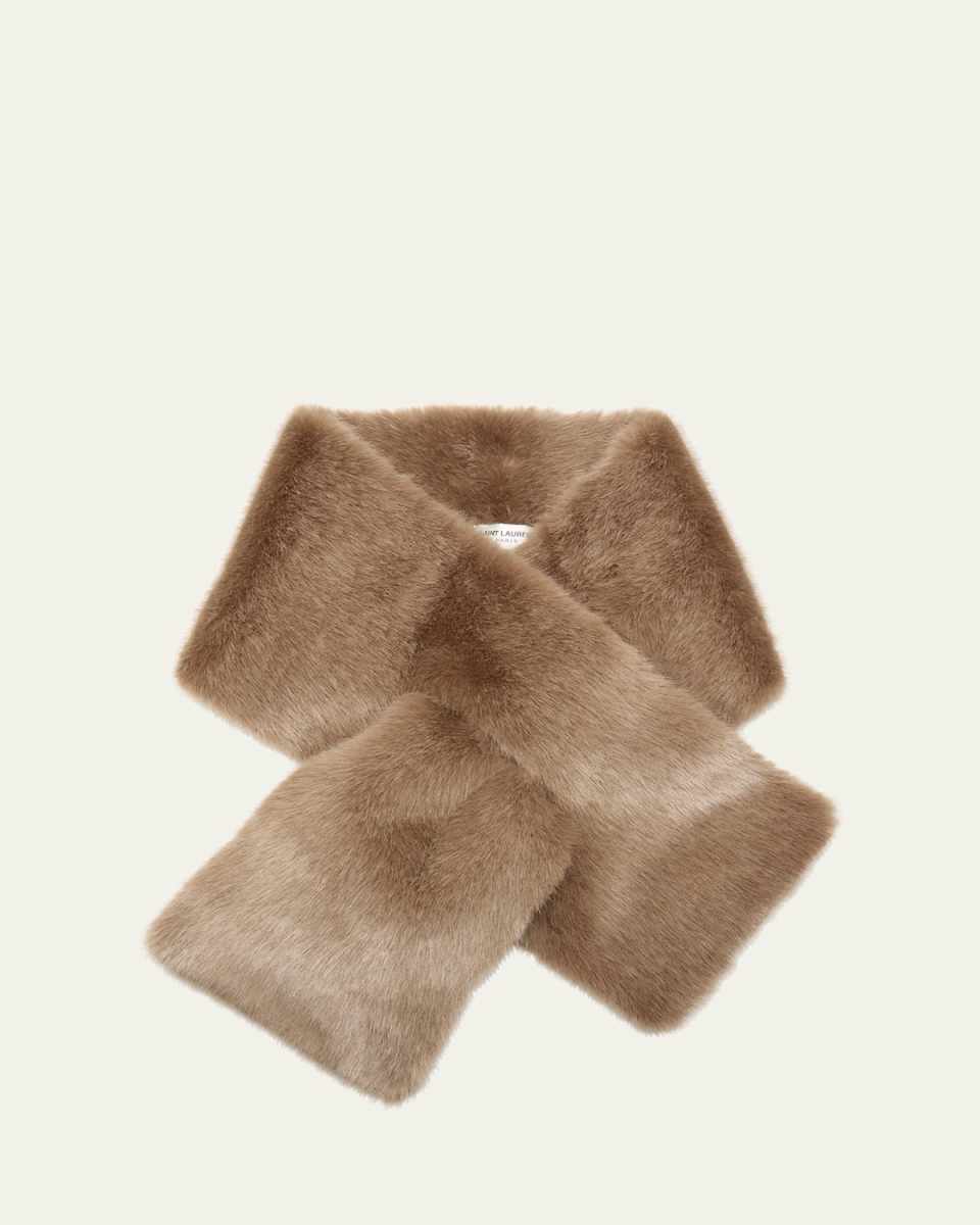 Brown Faux Fur Pull-Through Scarf
